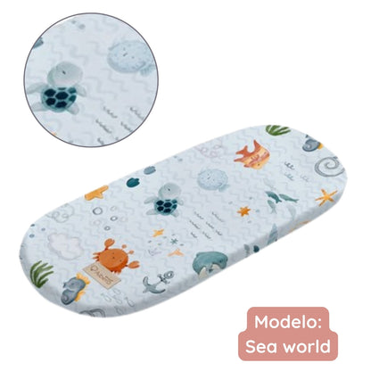 Pack 2 Bajeras Capazo Algodón Satinado Y Muselina Sea World_2