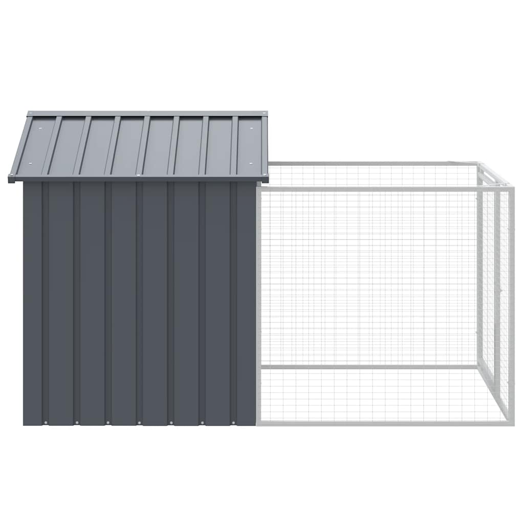 Caseta Perros Con Corral Acero Galvanizado Gris 117x201x123 Cm_3