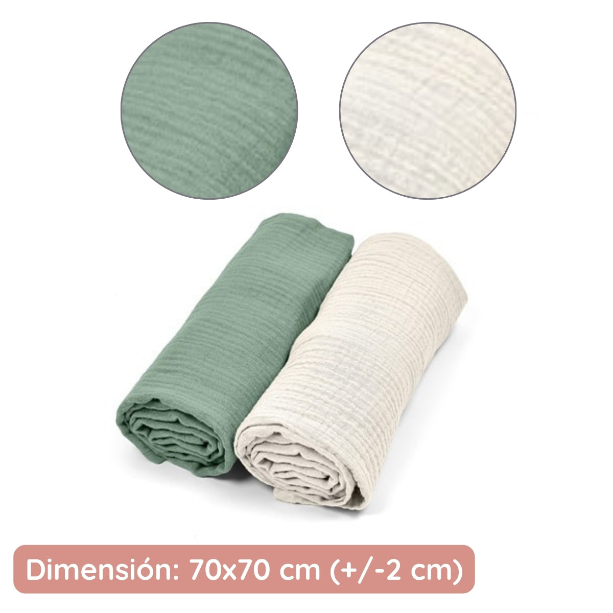 Cotton Color Pack 2 Muselinas De Algodón 70x70 Para Bebé Cotton Color Albero Mio_3