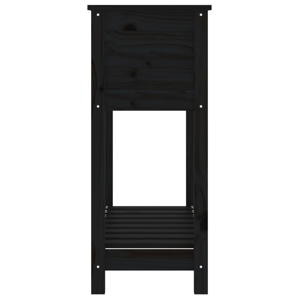 Jardinera Con Estante Madera Maciza Pino Negro 82,5x34,5x81 Cm_5
