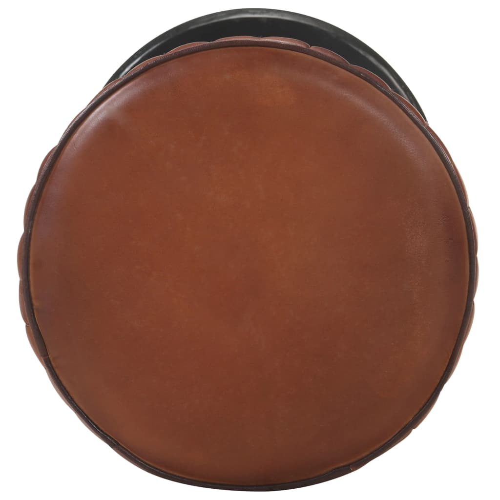 Taburete De Cocina De Cuero Auténtico Marrón_0