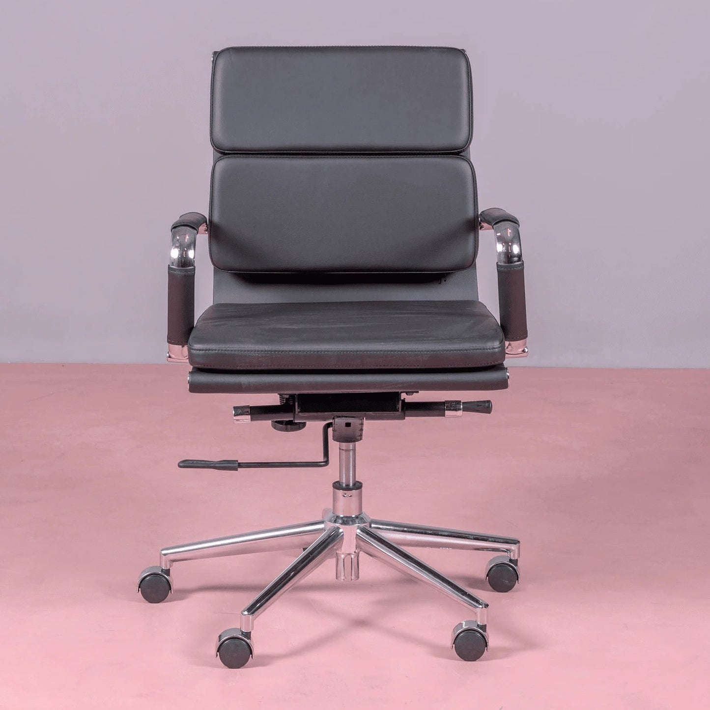 Silla De Escritorio Con Ruedas Y Respaldo Acolchado En Polipiel - Alu S_3