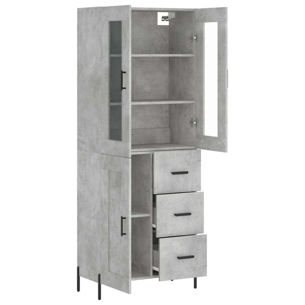 Aparador Alto Madera Contrachapada Gris Hormigón 69,5x34x180 Cm_3