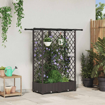 Cama Elevada Con Trellis Y Techo Marrón 124 X 40 X 121 Cm Pp_1