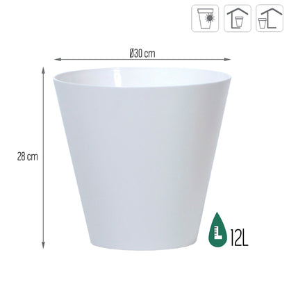 Maceta Tubus 12l., Dimensiones (mm) 300x300x280, Color Blanco