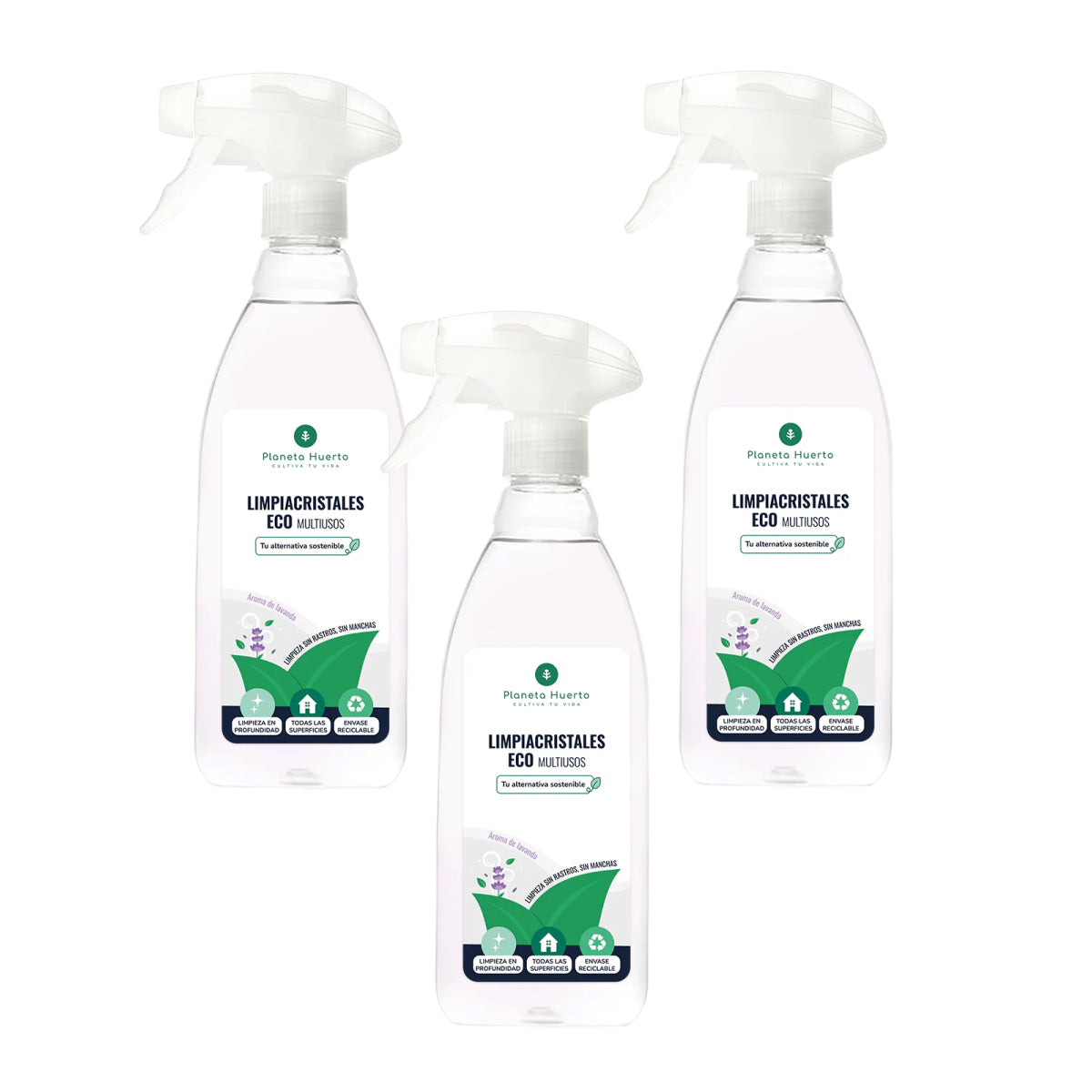 Pack 3xLimpiacristales Y Multiusos Eco Planeta Huerto 750ml