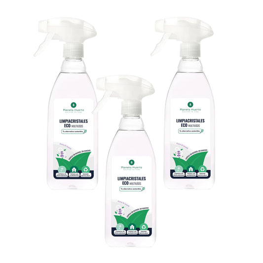 Pack de 3 Produtos de Limpeza Multiusos e de Vidros Eco Planeta Huerto 750ml
