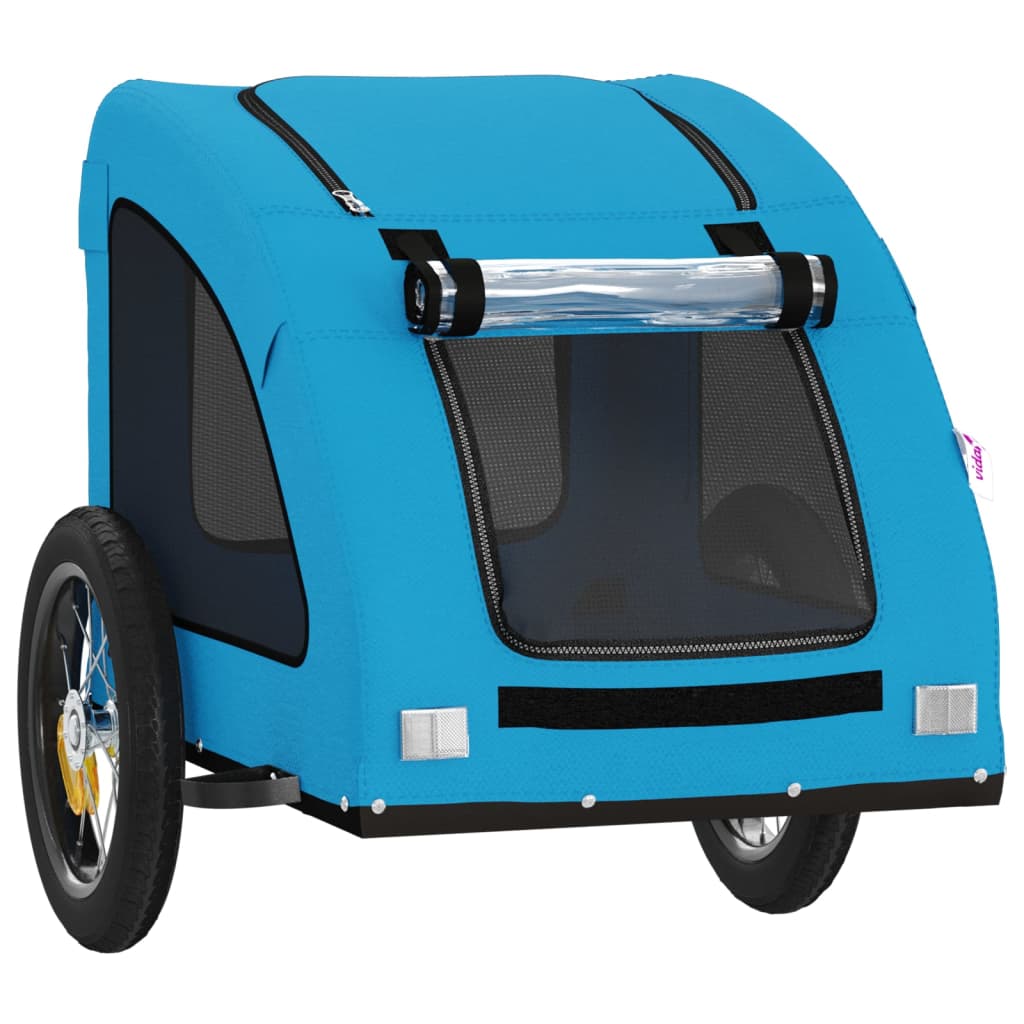 Remolque De Bicicleta Mascotas Hierro Tela Oxford Azul_4
