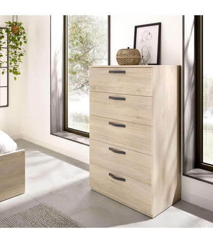 Sinfonier 5 Cajones Jaen, Para Dormitorio Acabado Natural , Medidas: 70.4 Cm (ancho) X 44.7 Cm (fondo) 117 Cm (alto)._0