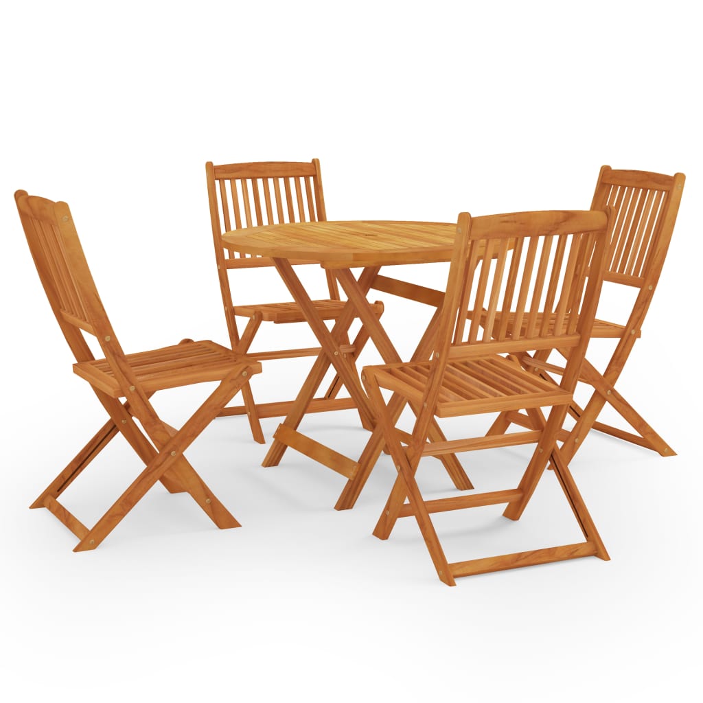 Set De Comedor De Jardín Plegable 5 Pzas Madera Eucalipto / Vetonek_2