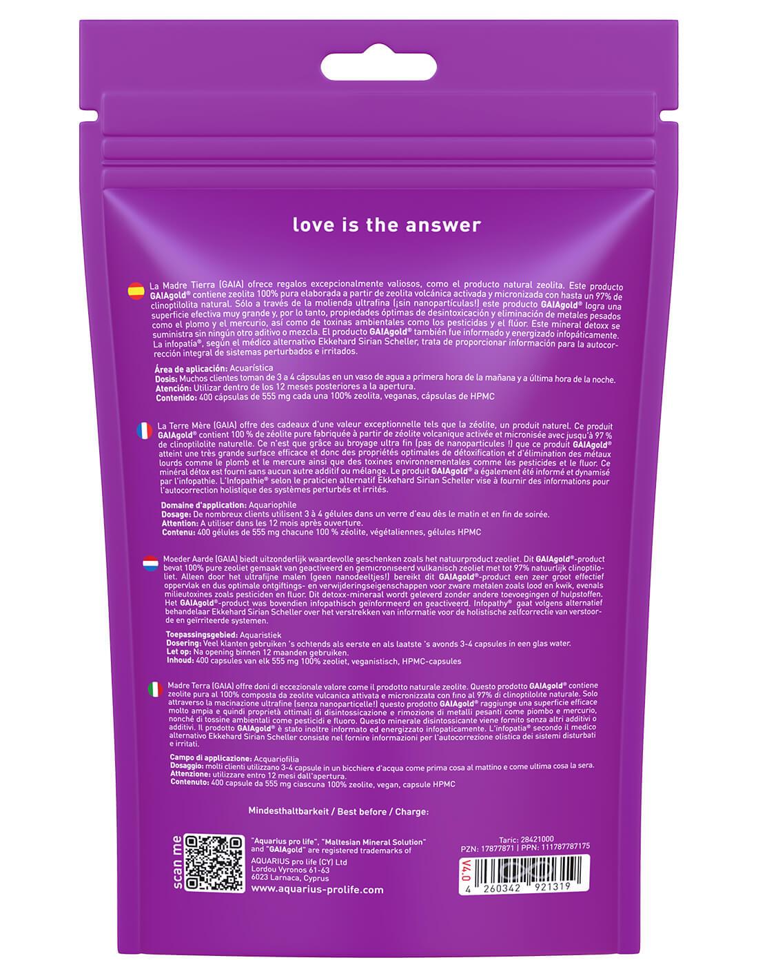 Aquarius Pro Life - Zeolita Pura 220 Detox-caps