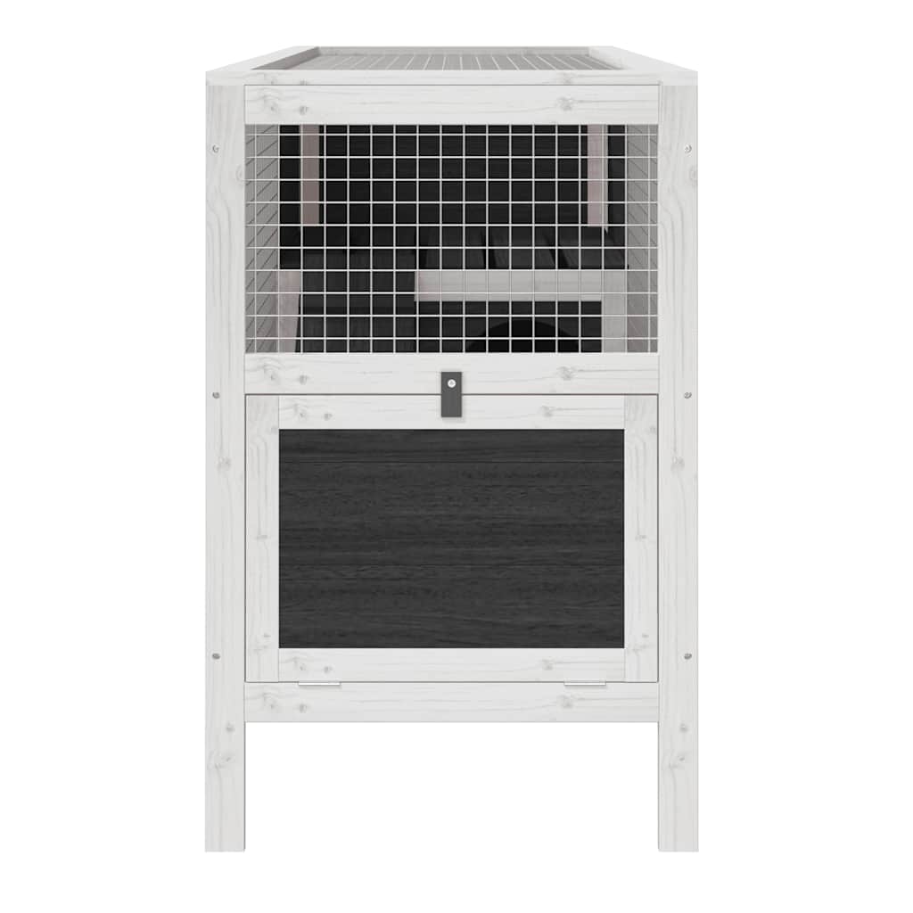 Conejera De Madera Maciza De Pino Gris 103x44x69,5 Cm_4
