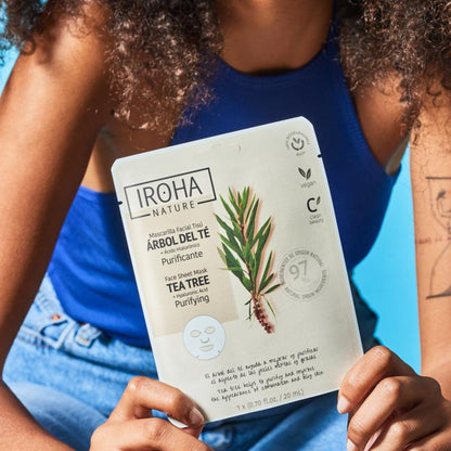 Máscara de tecido purificante Iroha Nature com árvore do chá 20 ml