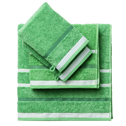Set 4pc Toalla De Baño (1pc Toalla 50x90 + 1pc Toalla 70x140 Cm + 2pc Guantes De Ducha 15x21cm) 100% Algodón 450gsm Verde Rainbow_0