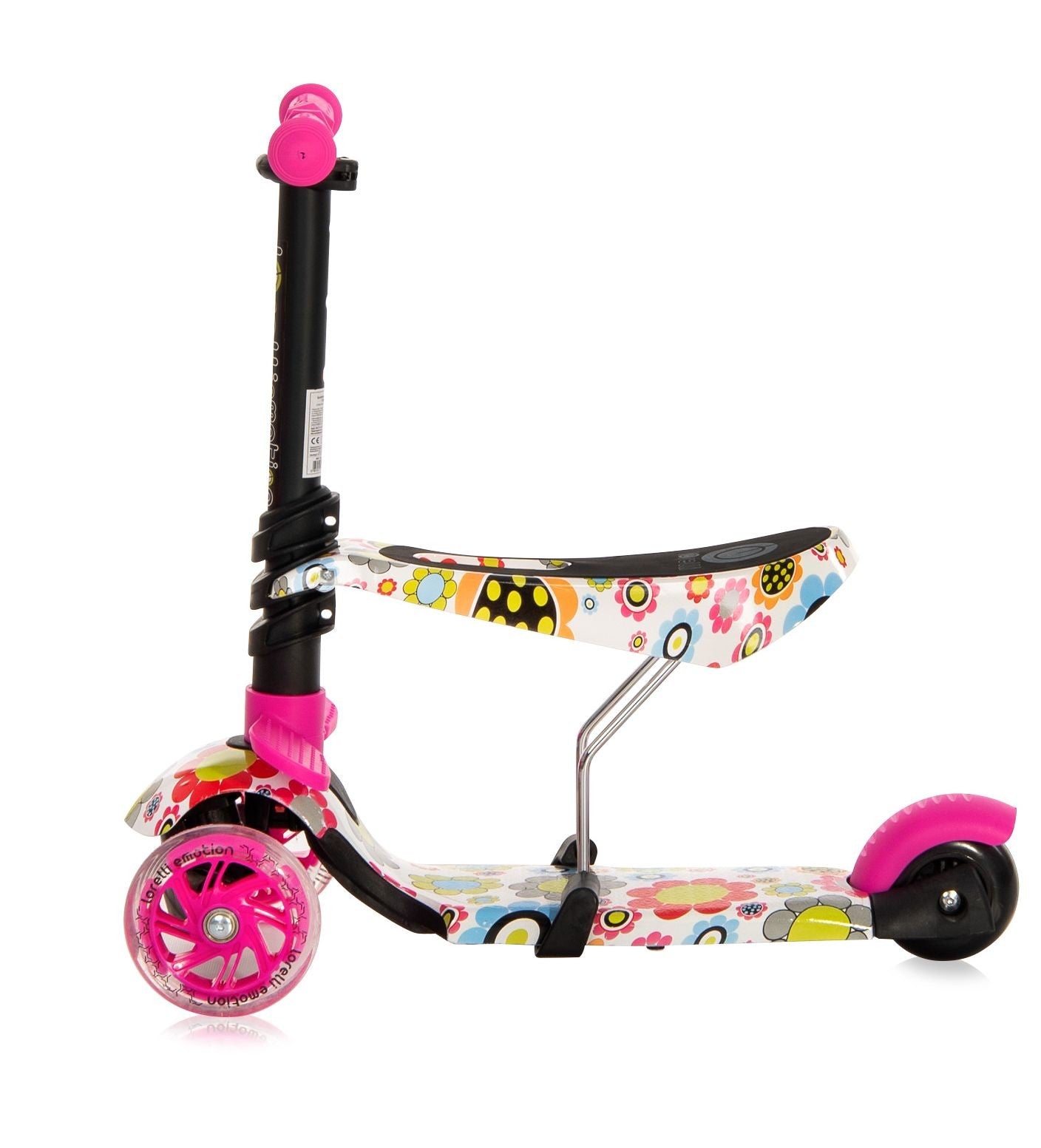 Patinete Infantil Con Asiento Y Respaldo Smart Plus Pink Flowers_3
