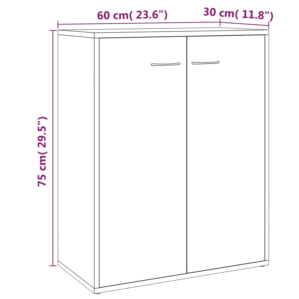 Aparador Madera Contrachapada Color Roble Ahumado 60x30x75 Cm / Vetonek_1