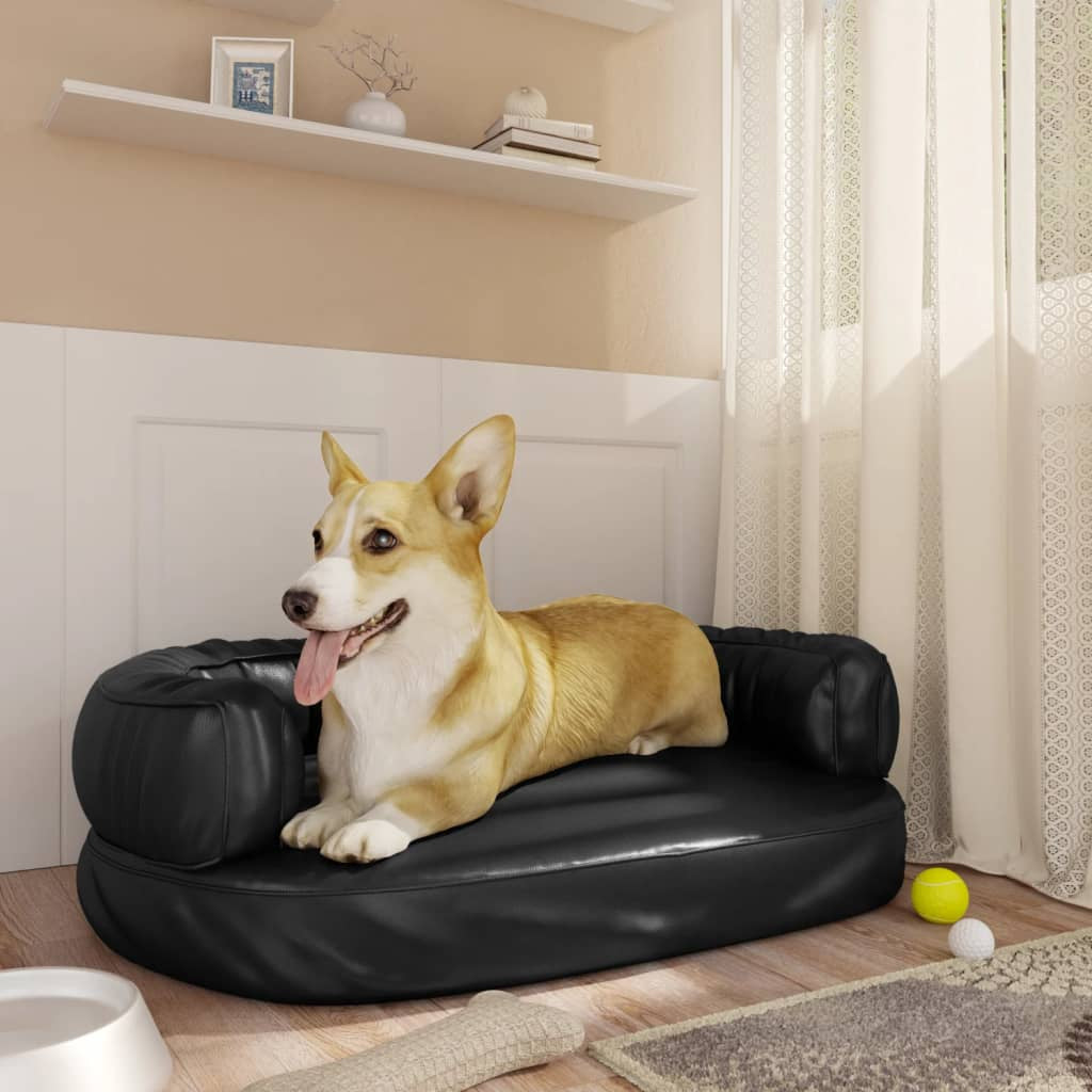 Vidaxl Cama Para Perros De Espuma Cuero Sintético Negro 60x42 Cm_1