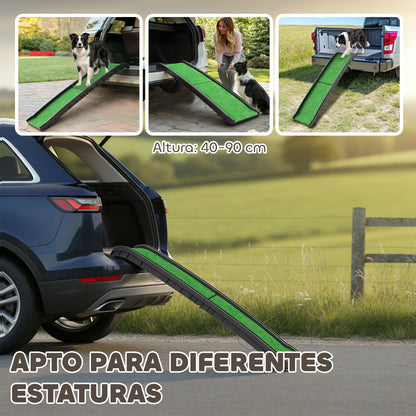 Pawhut Rampa Para Perros Con Césped Artificial 155 Cm Para Coche Plegable Con Asa_4