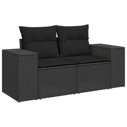 Set Sofás Jardín Y Cojines 6 Pzas Ratán Sintético Acacia Negro / Vetonek_2
