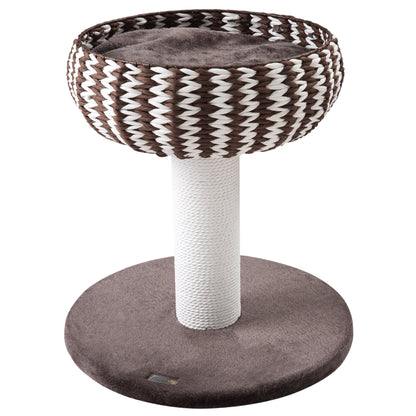 Pawhut Árbol Rascador Para Gatos Pequeño 52 Cm Con Cama Poste Y Cojín De Felpa_0
