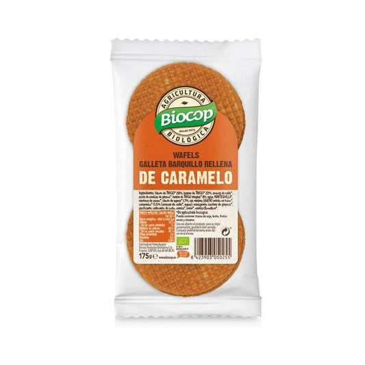 Wafels recheados com caramelo biológico Biocop 175g