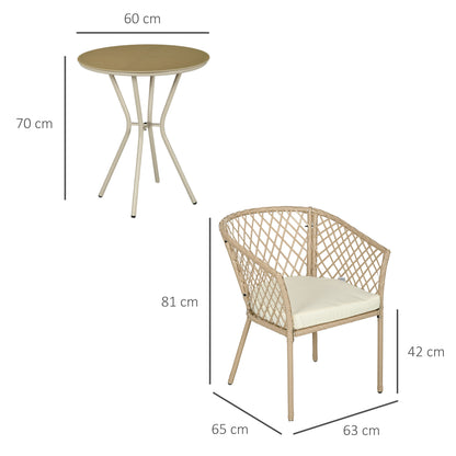 Outsunny Conjunto De Mesa Y 2 Sillas De Jardín De 3 Piezas Caqui_2