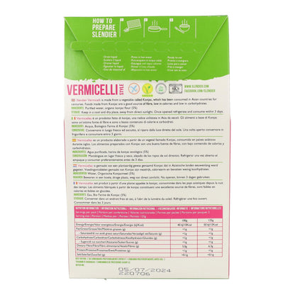 Noodles de aletria orgânica konjac cabelo de anjo Slendier 250g