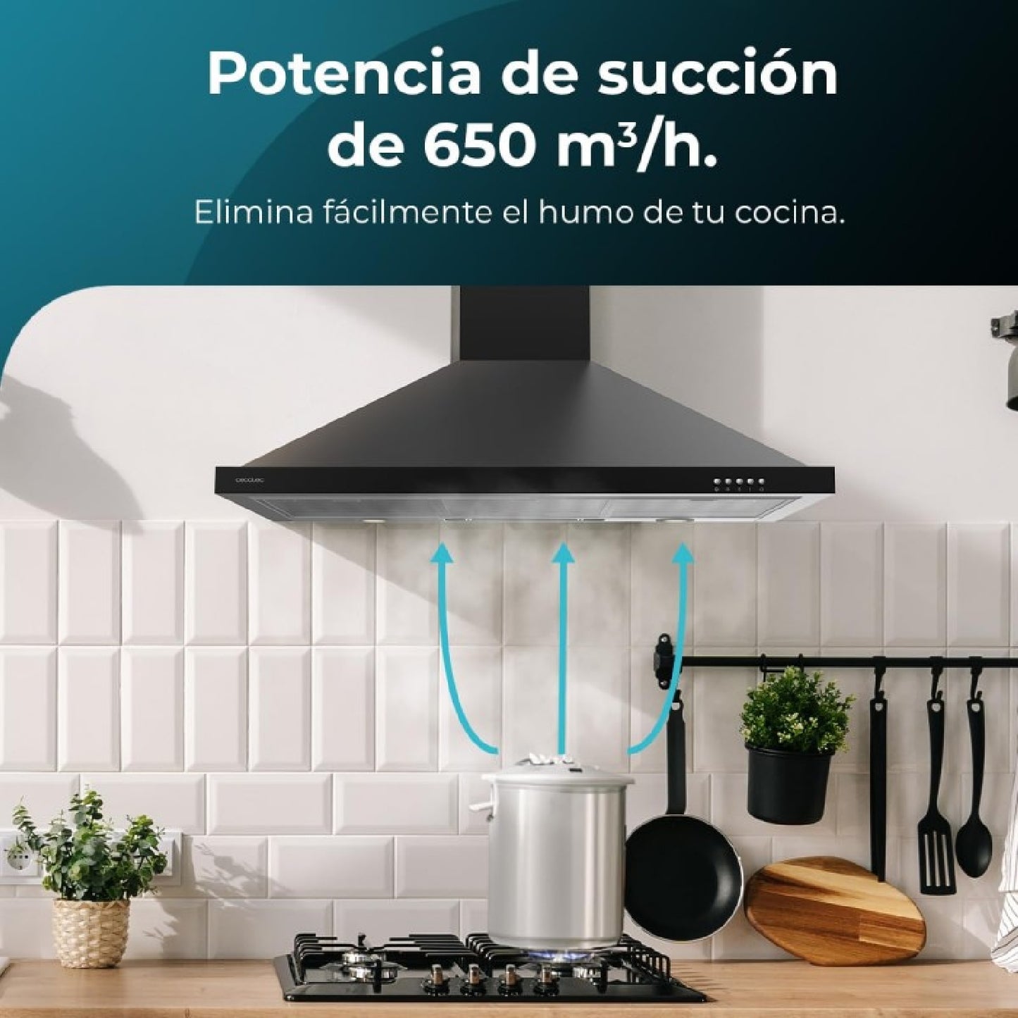 Campana Extractora Piramidal De 60cm Bolero Flux Pm 604300 Black C. Motor 105w, Succión 430m3/h, Control Mecánico, 3 Niveles De Potencia, Luz, Filtr_1
