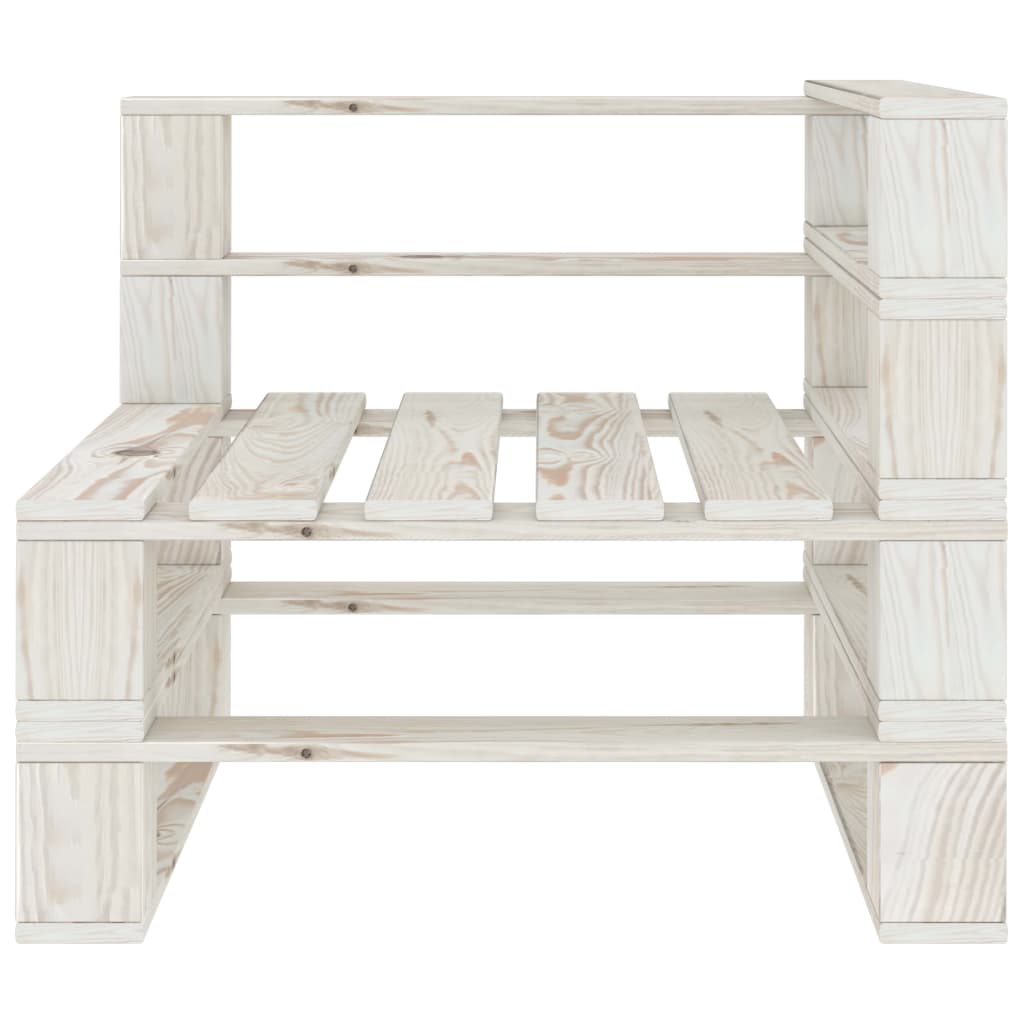 Vidaxl Juego De Muebles De Palets Para Jardín 7 Piezas Madera Blanco_5