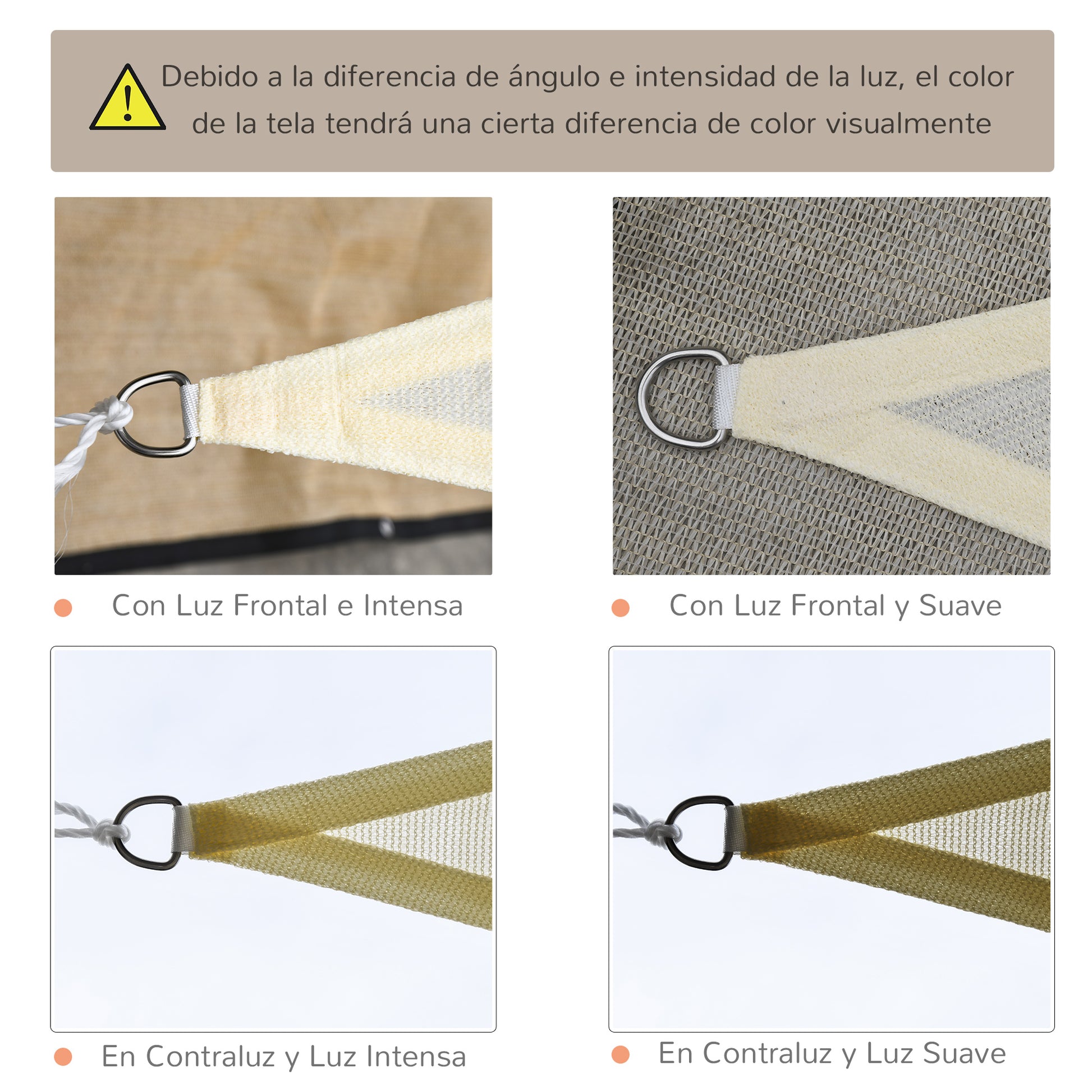 Outsunny Toldo Vela Sombrilla Parasol Triangulo Tejido De Hdpe 185 G/m²_5