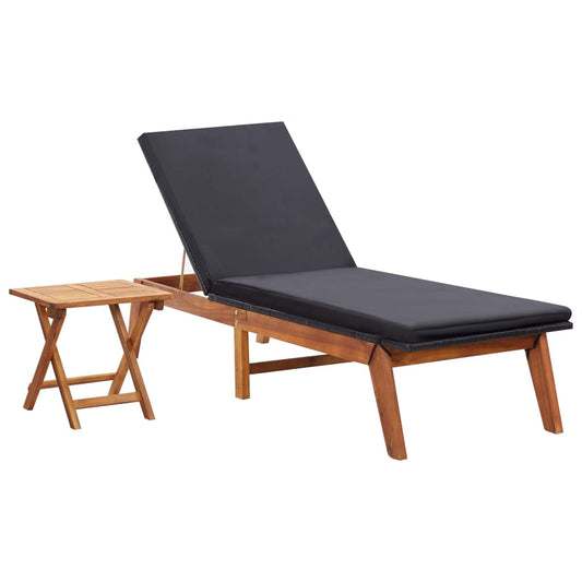 Tumbona Con Mesa Ratán Sintético Y Madera Maciza De Acacia_0