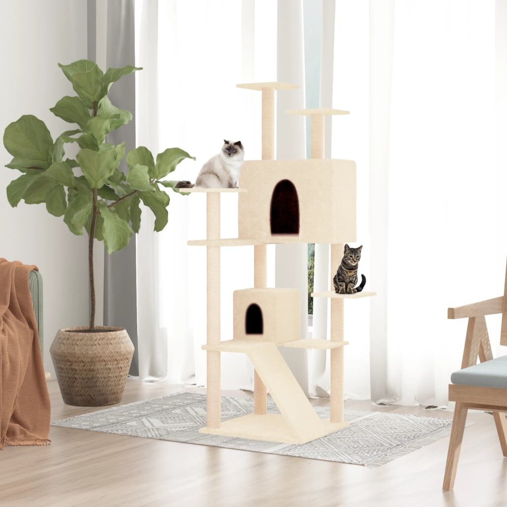 Vidaxl Rascador Para Gatos Con Postes De Sisal Crema 153 Cm_1