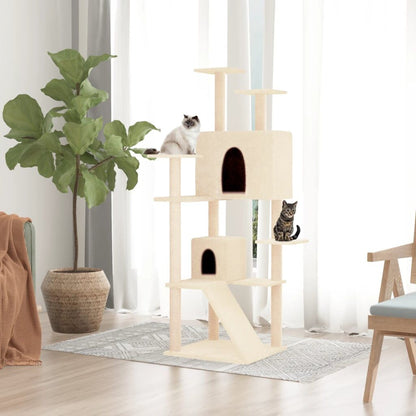 Vidaxl Rascador Para Gatos Con Postes De Sisal Crema 153 Cm_1