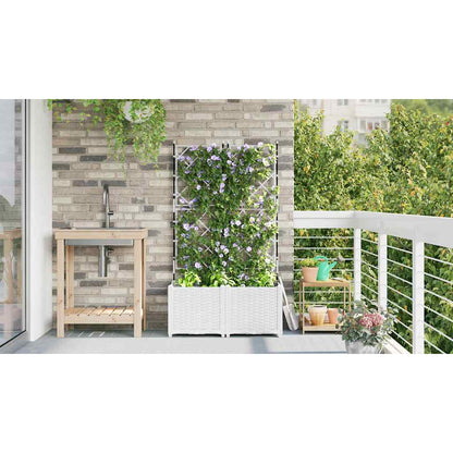 Vidaxl Maceta De Jardín Con Enrejado 2 Pcs Blanco 80 X 40 X 143 Cm Pp_3