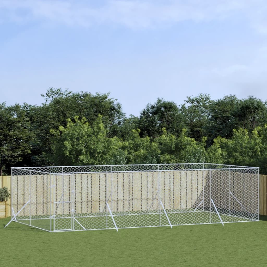 Vidaxl Perrera De Exterior Acero Galvanizado Plateado 8x4x2 M_1