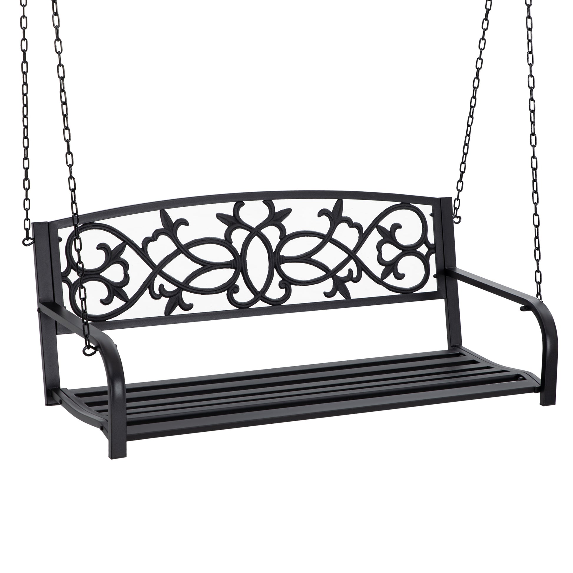 Outsunny Banco Columpio De 2 Plazas De Acero Con Reposabrazos 127x59,5x52 Cm_0