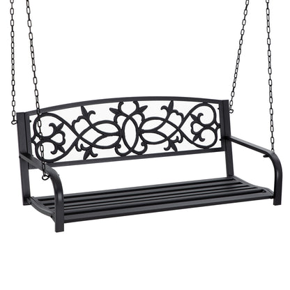 Outsunny Banco Columpio De 2 Plazas De Acero Con Reposabrazos 127x59,5x52 Cm_0