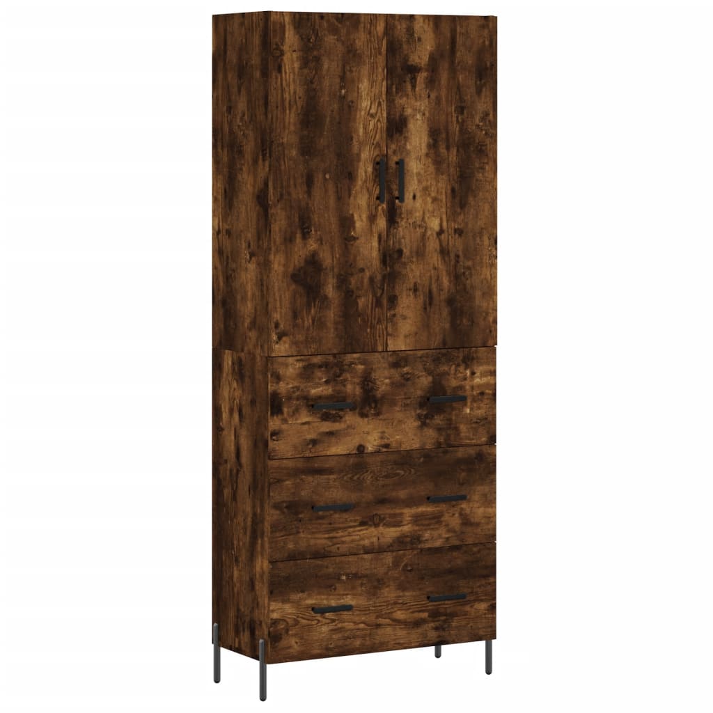 Aparador Alto Madera Contrachapada Roble Ahumado 69,5x34x180 Cm_1