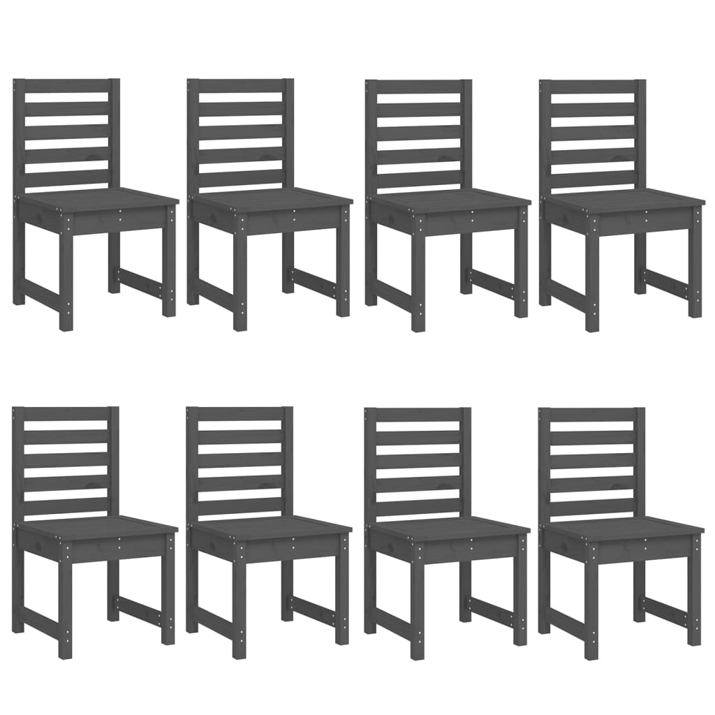Juego De Comedor De Jardín 11 Piezas Madera Maciza Pino Gris / Vetonek_3