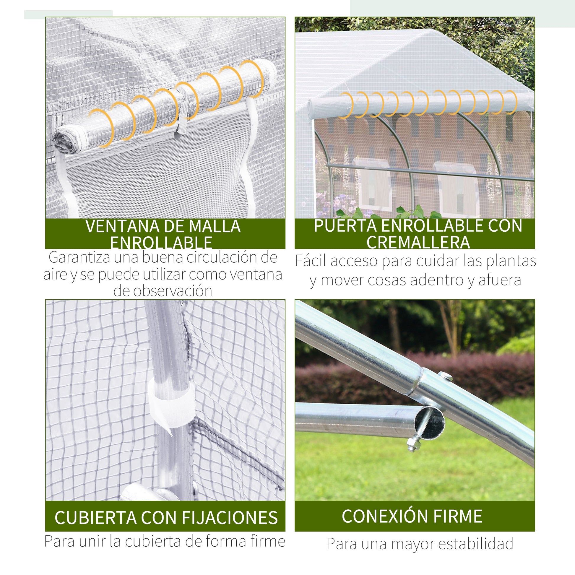 Outsunny Conjunto De Invernadero De Túnel Y Cubierta De Repuesto 3,5x3x2m Blanco_5