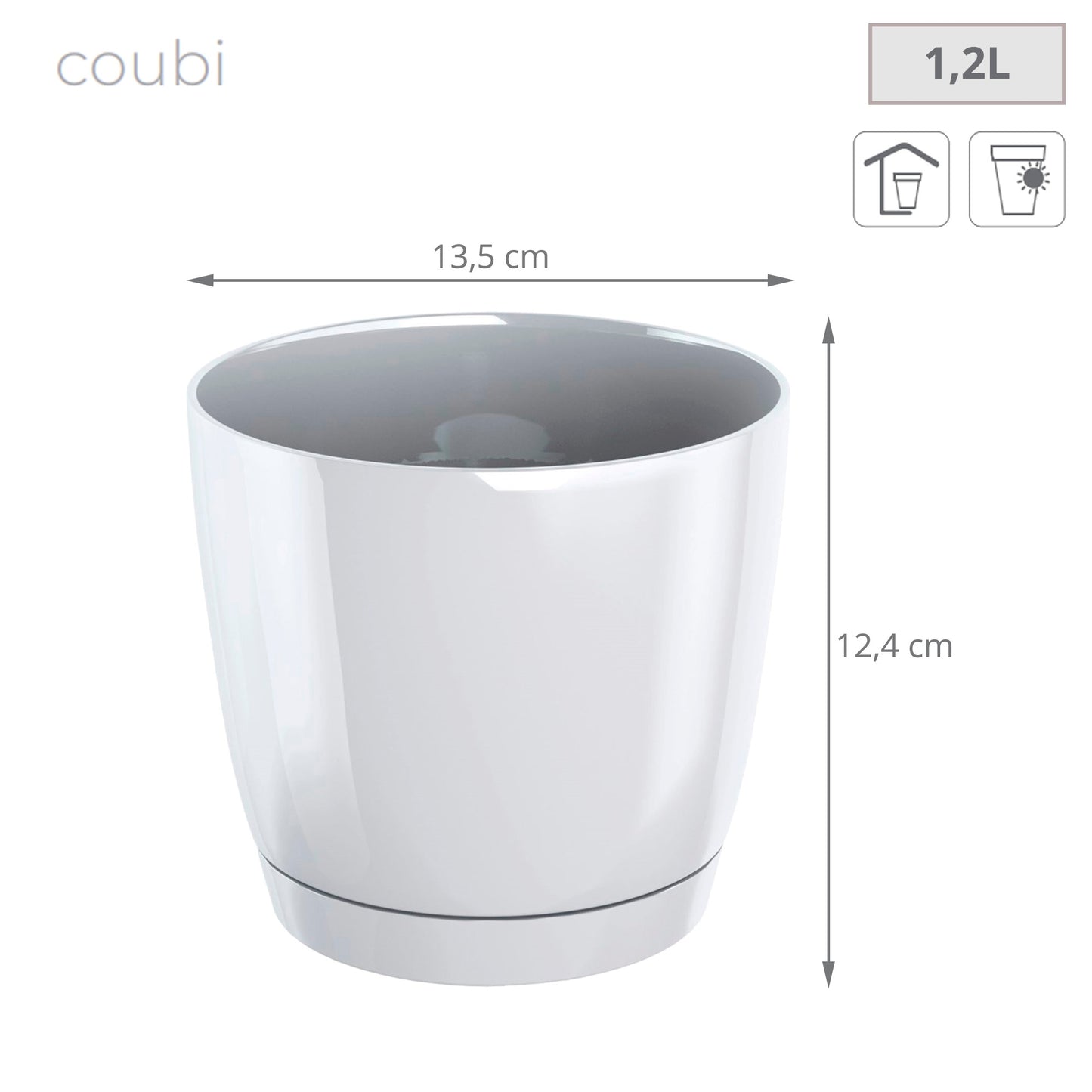 Maceta Redonda De Plastico Coubi Round P En Color Blanco 13,5 (largo) X 13,5 (ancho) X 12,4 (altura) Cm