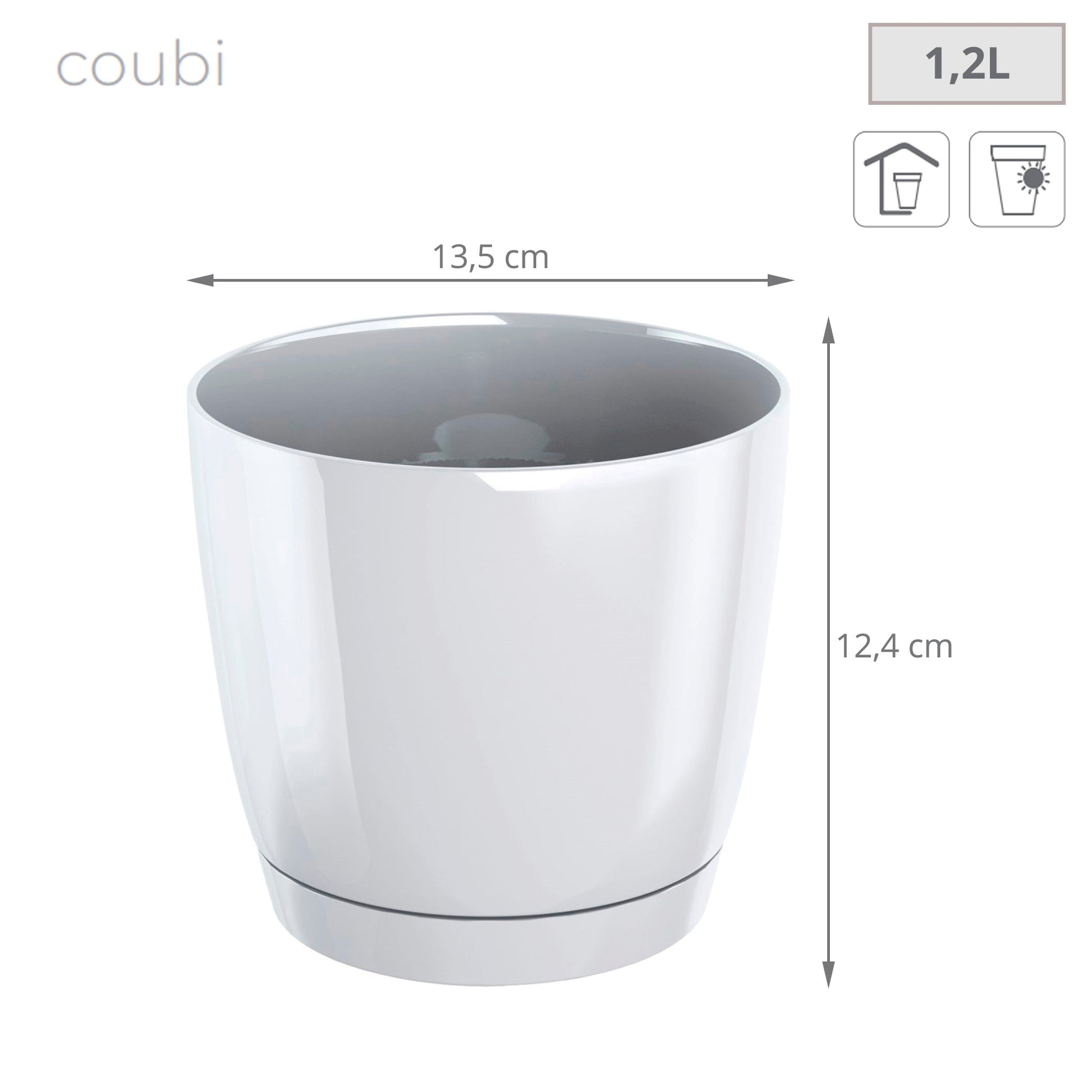 Maceta Redonda De Plastico Coubi Round P En Color Blanco 13,5 (largo) X 13,5 (ancho) X 12,4 (altura) Cm