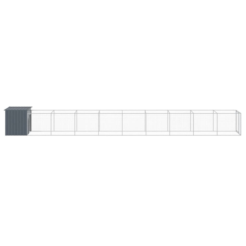 Vidaxl Caseta Perros Con Corral Acero Galvanizado Gris 110x1017x110 Cm_3