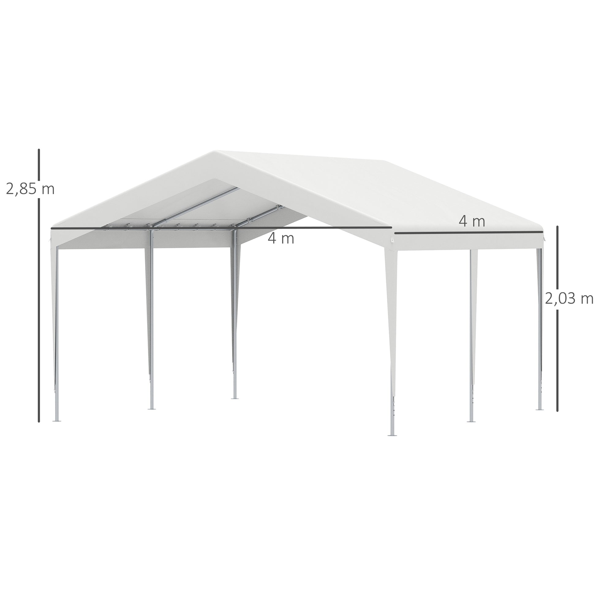 Outsunny Carpa Garaje Para Coche 4x4m Gazebo De Jardín Con Accesorios Blanco_2