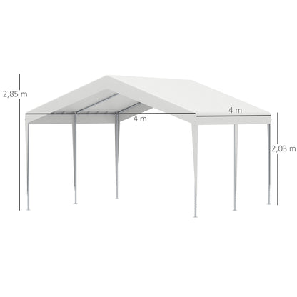 Outsunny Carpa Garaje Para Coche 4x4m Gazebo De Jardín Con Accesorios Blanco_2