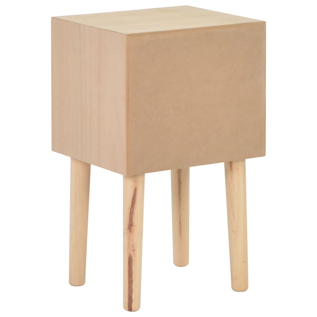 Mesita De Noche Con 2 Cajones Madera Maciza Pino 30x25x49,5 Cm_3