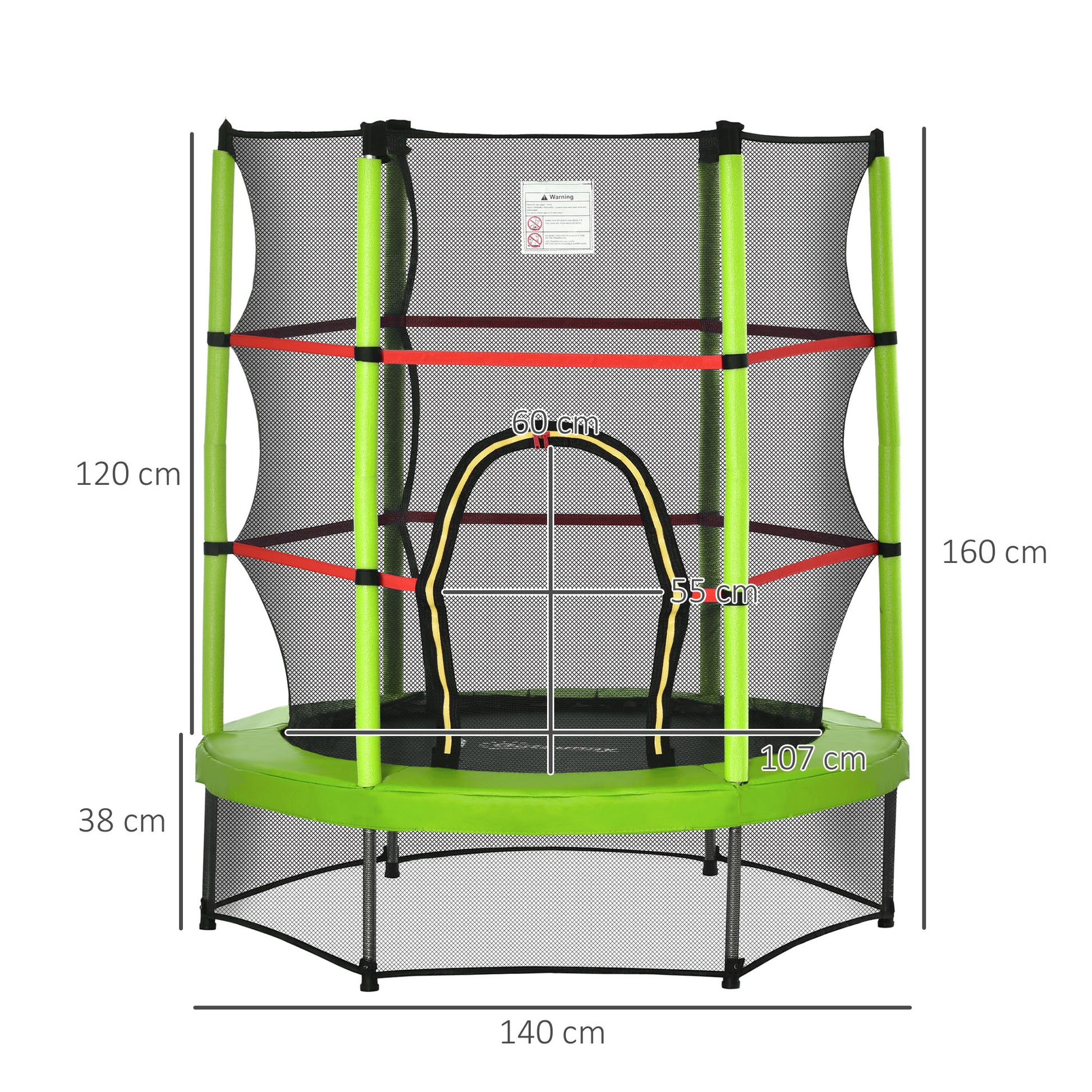 Homcom Cama Elástica Infantil Con Red De Seguridad Ø140x160cm Multicolor_2