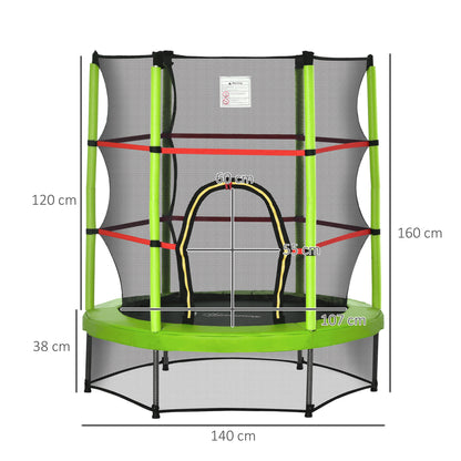 Homcom Cama Elástica Infantil Con Red De Seguridad Ø140x160cm Multicolor_2