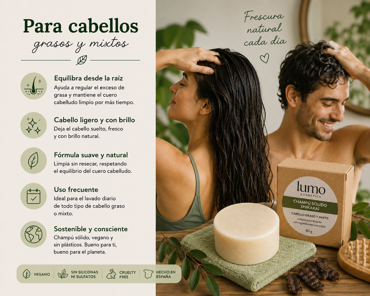 Champú Sólido Shikakai 80 g | Cabello Graso y Mixto | Limpieza Purificante_5