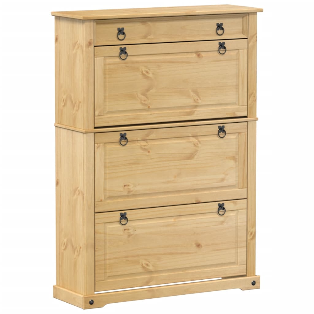 Mueble Zapatero Corona Madera Maciza De Pino 99x32x138 Cm / Vetonek_4